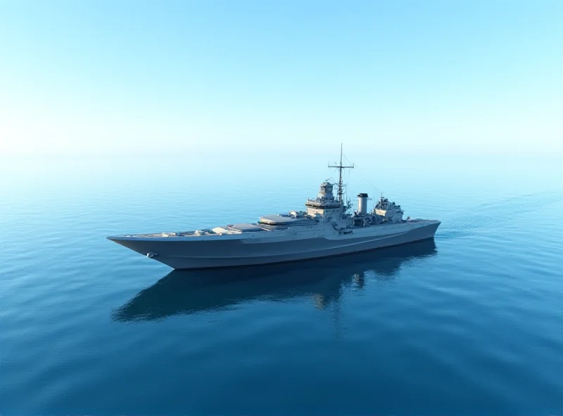 A sleek, futuristic autonomous warship sailing on the ocean.