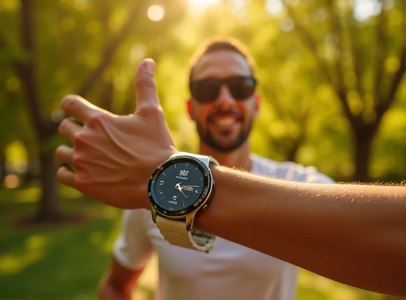 A person wearing a Samsung Galaxy Watch 7 while exercising outdoors, showcasing its fitness tracking capabilities.