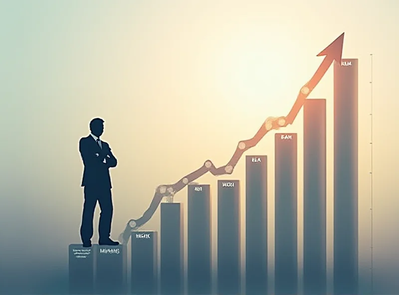 Illustration of a graph showing SAP stock price increasing sharply upwards, with a silhouette of a CEO looking pleased.