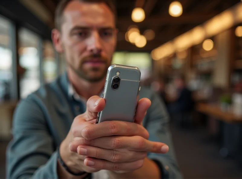 A person interacting with Siri on an iPhone, with a frustrated expression.