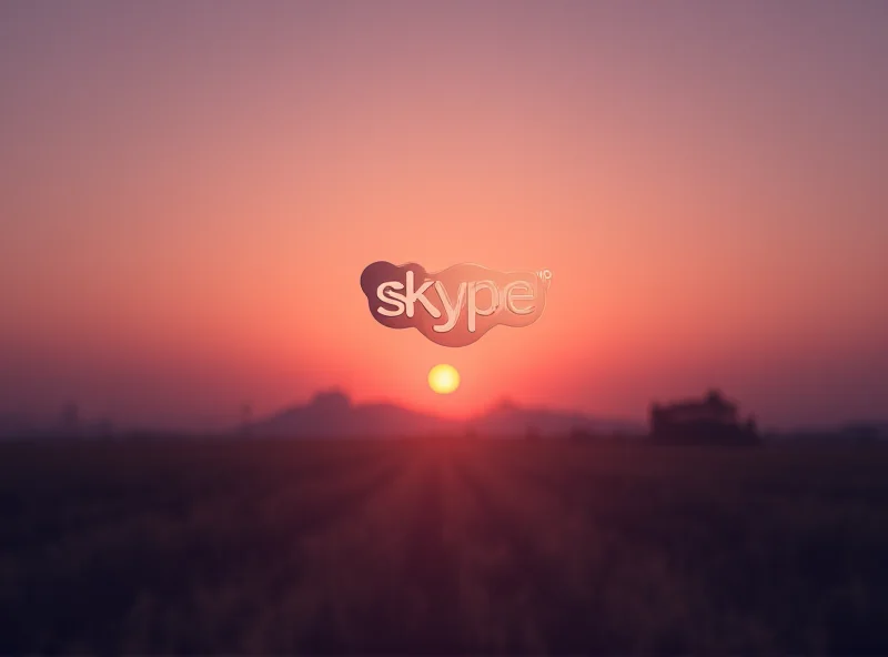 A faded Skype logo overlaid on a sunset background, symbolizing the end of an era.