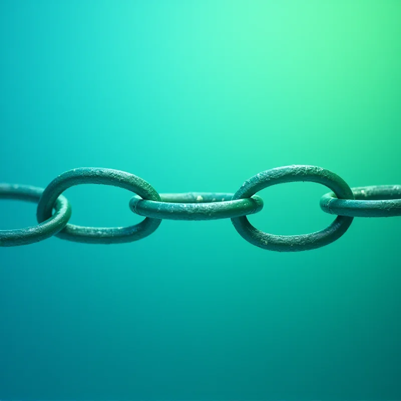 Abstract representation of a chain, each link representing a 'draft' in the AI process, leading to a significant reduction in overall resources used. The chain is sleek and modern, symbolizing efficiency.