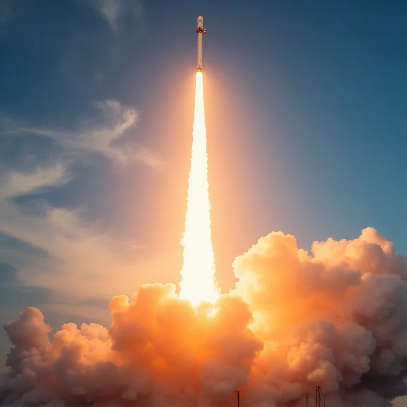 Ariane 6 rocket launching into the sky from Kourou, with flames and smoke billowing beneath it.