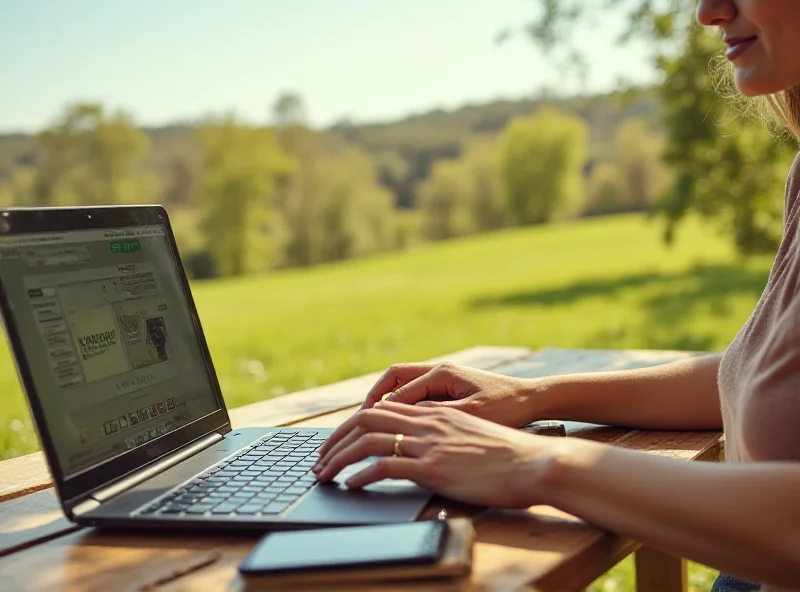 Illustration of AI writing tools being used in a rural setting