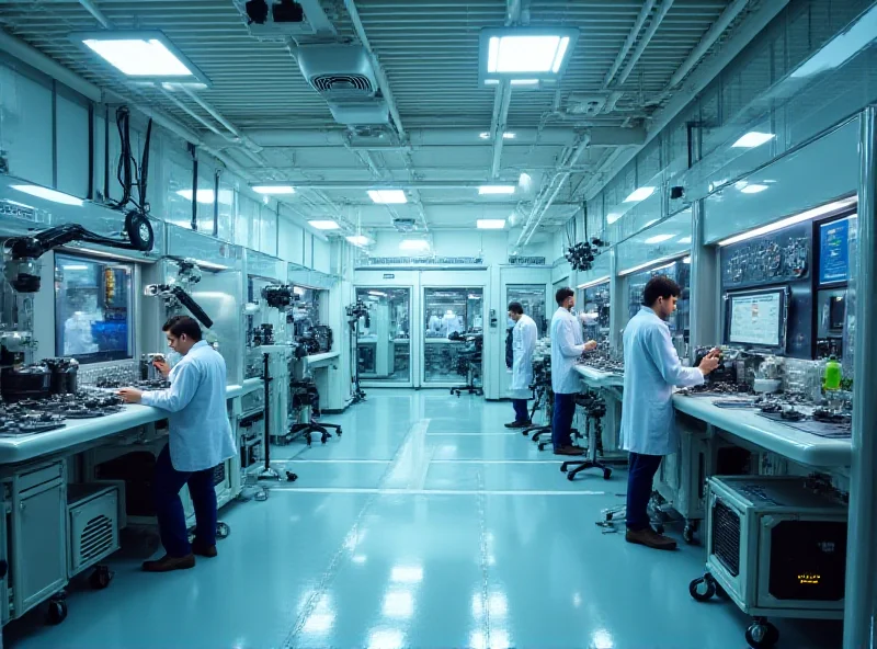 Futuristic machine vision facility interior