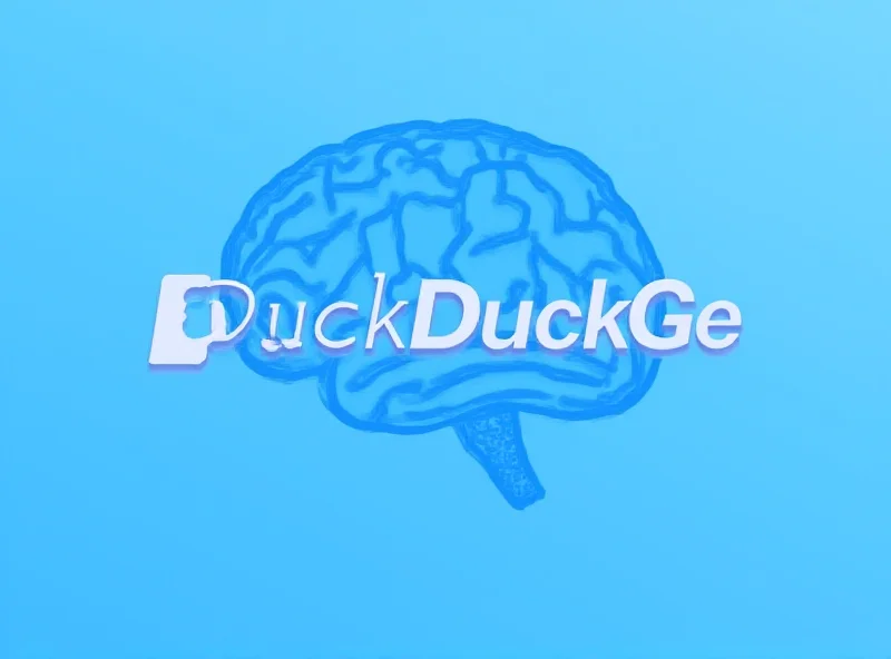 DuckDuckGo logo with an AI brain graphic overlayed.