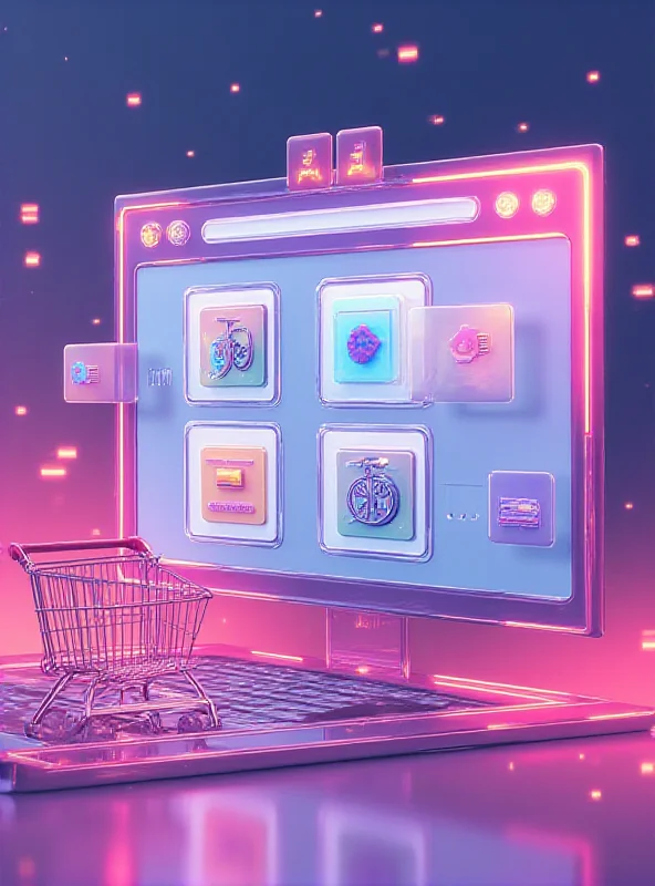 A stylized Opera browser interface with AI icons and shopping carts.