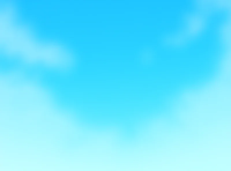 Illustration of a blue sky with scattered clouds and a stylized bird flying.