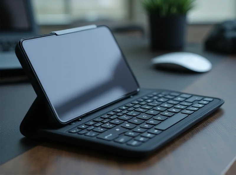 Close-up of a Clicks keyboard case attached to an Android phone, showcasing the physical keyboard layout.