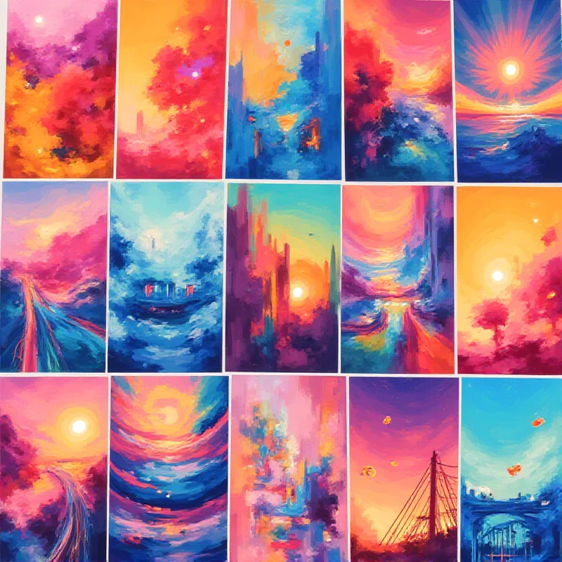 Collage of various colorful and abstract Android phone wallpapers.