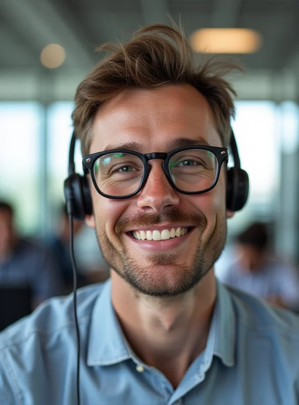 A person wearing the Shokz OpenMeet headset in an office setting.