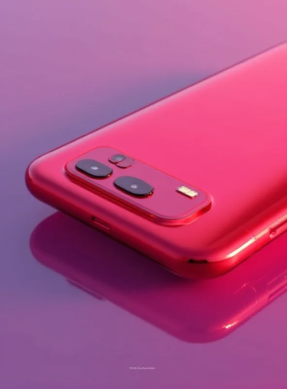 A close-up shot of the back of a Realme C75x phone, showcasing its unique design and vibrant color. The phone is placed on a reflective surface, highlighting its sleek finish.