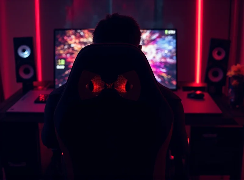 A gamer sitting in a chair with the Razer Freyja haptic cushion attached, bathed in the glow of a gaming monitor.