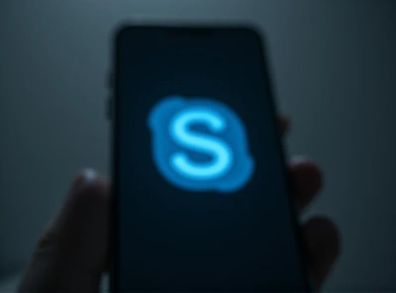 Skype logo on a phone screen fading away, symbolizing the service's closure.