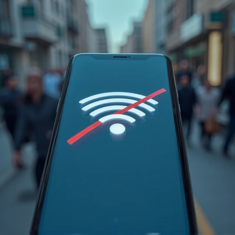 A smartphone with the Wi-Fi symbol crossed out