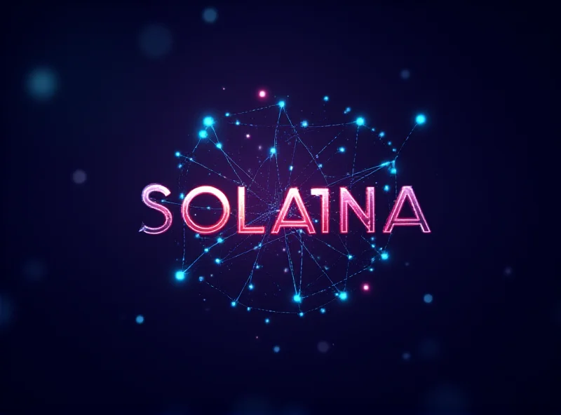 A digital representation of the Solana cryptocurrency logo against a futuristic, interconnected network background.