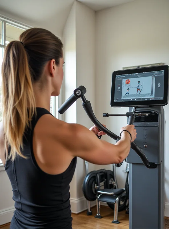 A person using the Tonal 2 machine in a well-lit home gym, focused on their workout.