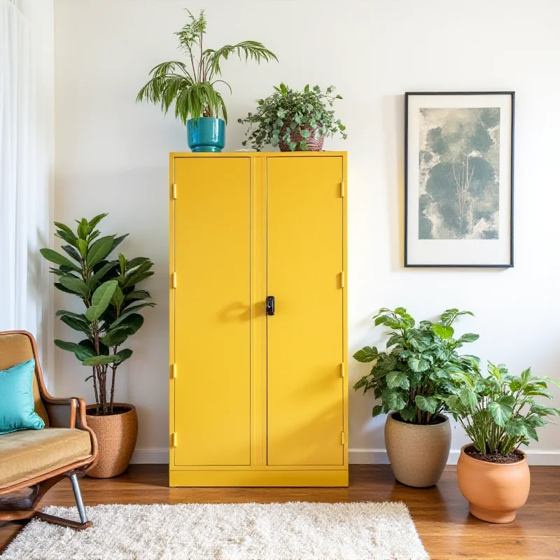 A stylish Mustard Made Lowdown Locker in a modern living room.