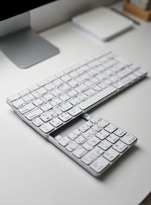 A split ergonomic keyboard with a minimalist design, showcasing its low-profile keys and wireless connectivity.