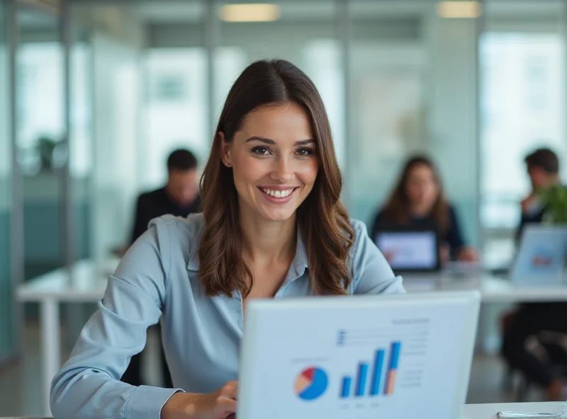 Person looking at a laptop screen with charts and graphs