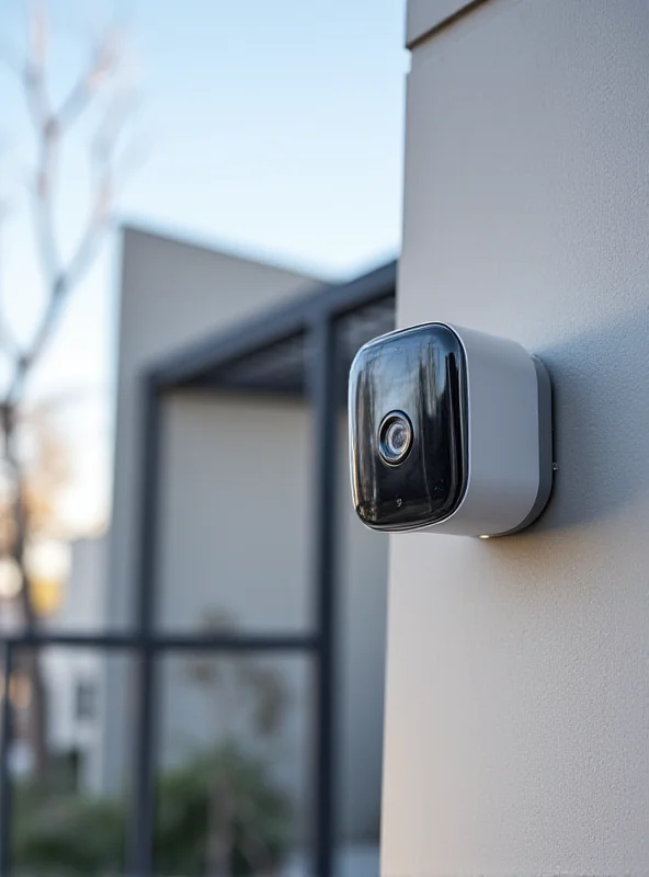 An Aqara Camera Hub G5 Pro mounted on a house exterior, showcasing its sleek design and outdoor functionality.