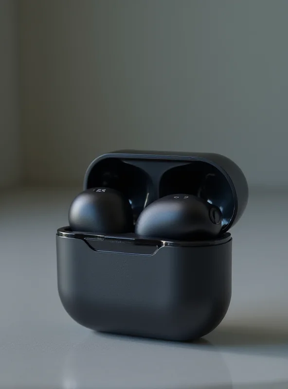 Close-up of Xiaomi Buds 5 Pro earphones in their charging case.