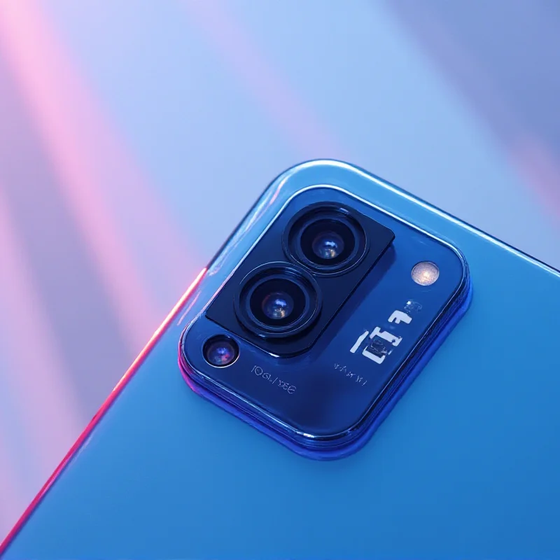 Artistic rendering of a Vivo smartphone with a prominent camera lens.