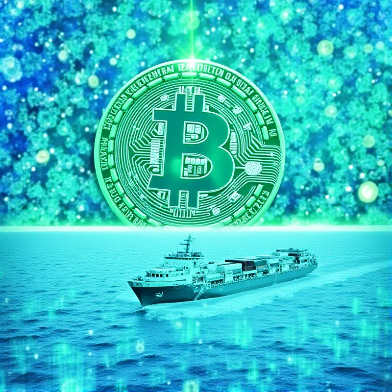 Collage of images representing cryptocurrency, smart plumbing, and supply chain logistics.