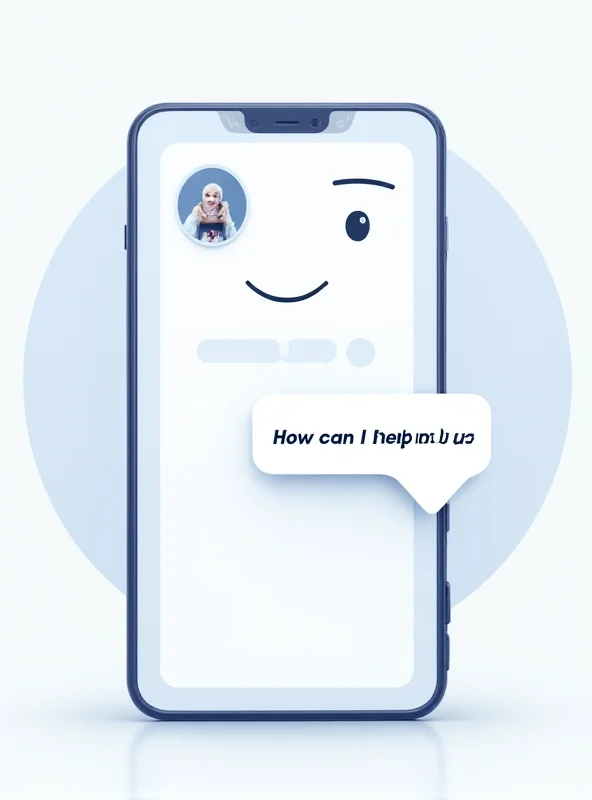 Illustration of a friendly AI chatbot interface on a smartphone