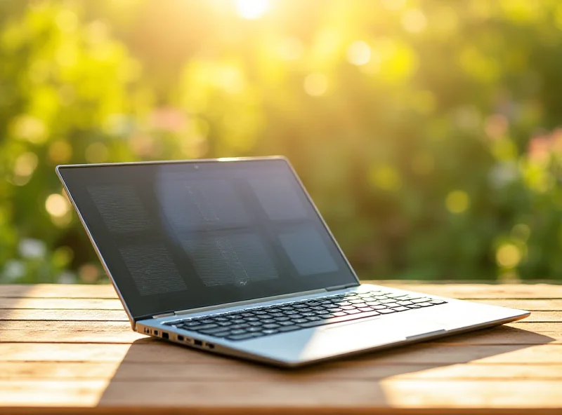 Lenovo Yoga Solar PC Concept laptop with solar panels on the lid being charged in sunlight.