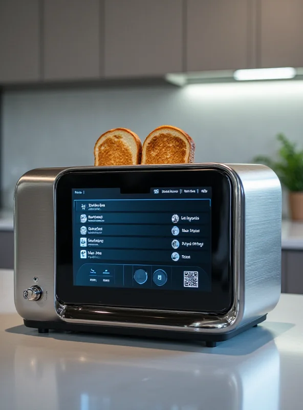 A futuristic toaster with a touchscreen interface