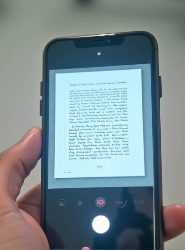 A close-up of a smartphone scanning a document with OCR technology extracting the text.