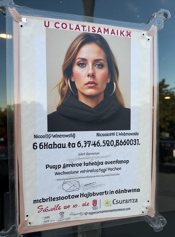 Close-up of a police poster with a photo of Nikola Kwiatkowska and contact information for the Wejherowo Police Department.