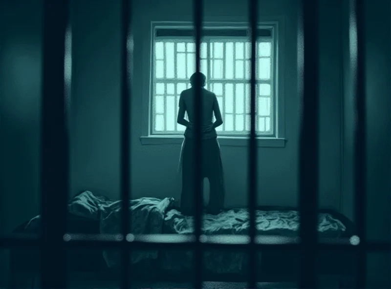 Illustration of a prison cell with a blurred figure inside, representing the isolation and despair that can lead to suicide.