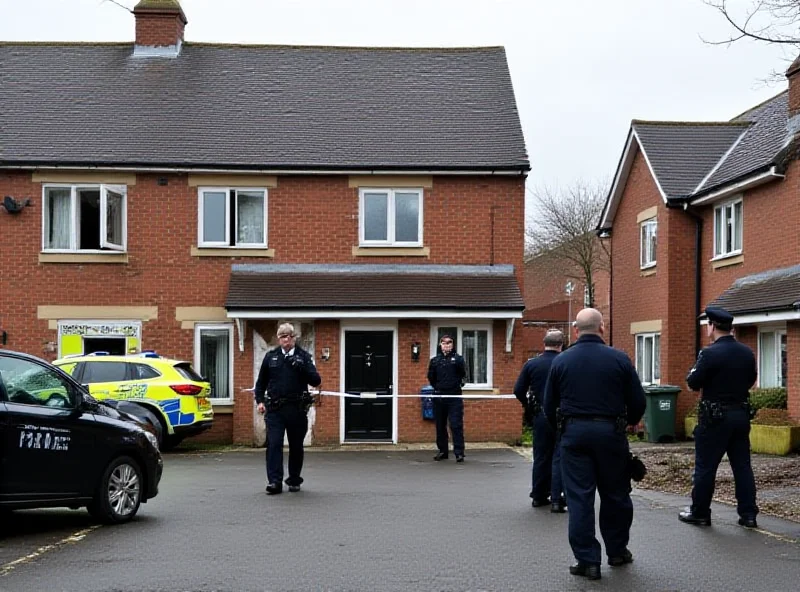 Exterior of a flat in a residential area, police tape visible.