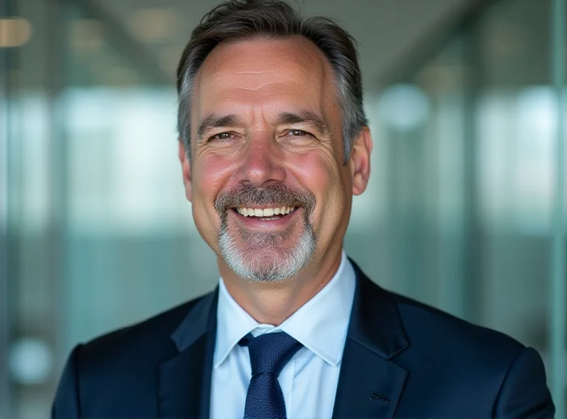 Emilio Gayo, the newly appointed CEO of Telefónica, smiling confidently in a modern office setting.