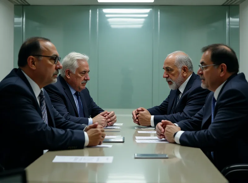 Image of a tense meeting between Israeli and Hamas officials