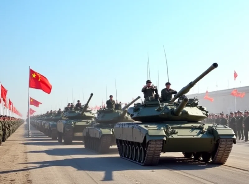 Image of a Chinese military parade with advanced weaponry.