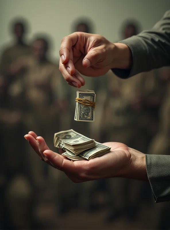 Conceptual image of a hand giving a small amount of money while a larger amount is removed.