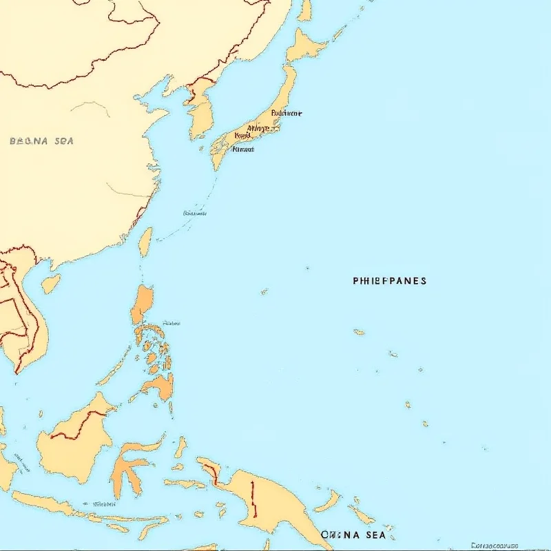 Map of the South China Sea highlighting the location of Palawan and its proximity to both China and the Philippines.