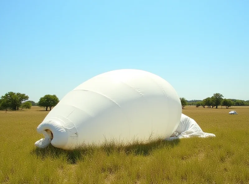 Crashed surveillance balloon in a field