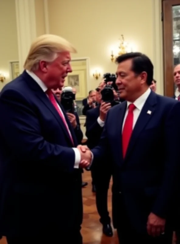 Donald Trump shaking hands with TSMC CEO C.C. Wei in front of journalists at the White House.