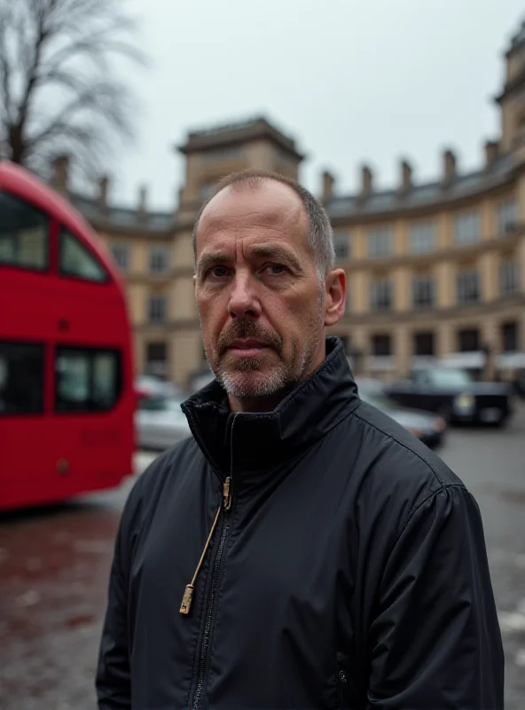 A concerned looking British man standing in front of a Tesla car in London.