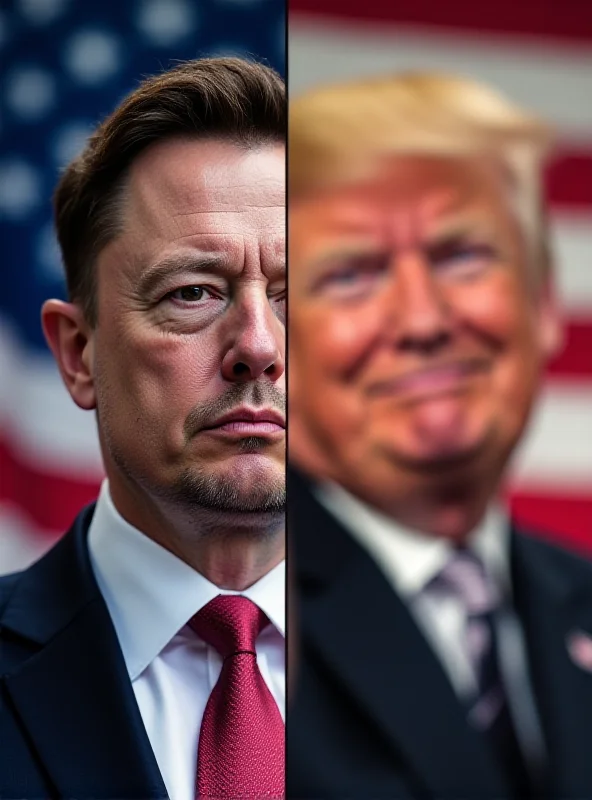 Split image of Elon Musk and Donald Trump facing each other.