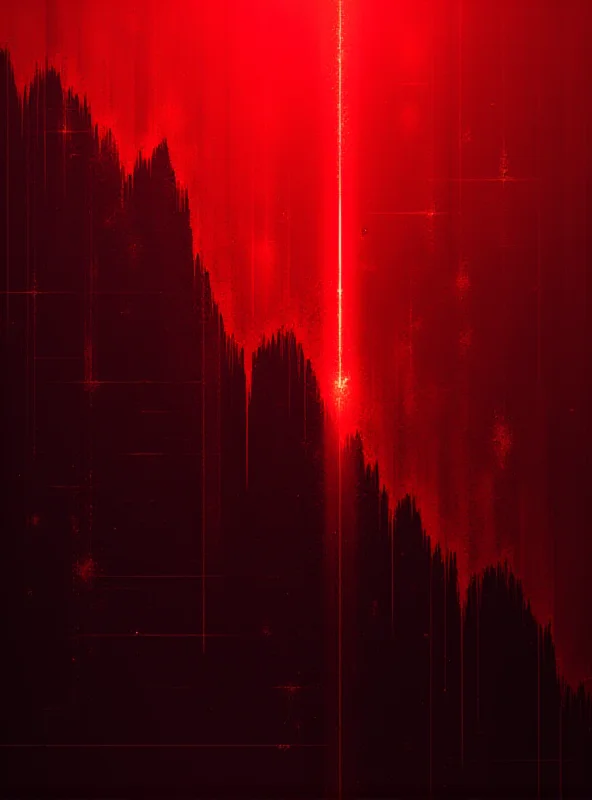 Abstract representation of a stock market graph plummeting downwards, with a red color scheme.