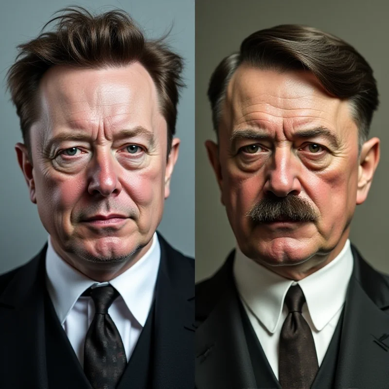 A side-by-side comparison of Elon Musk and Adolf Hitler's hairstyles.