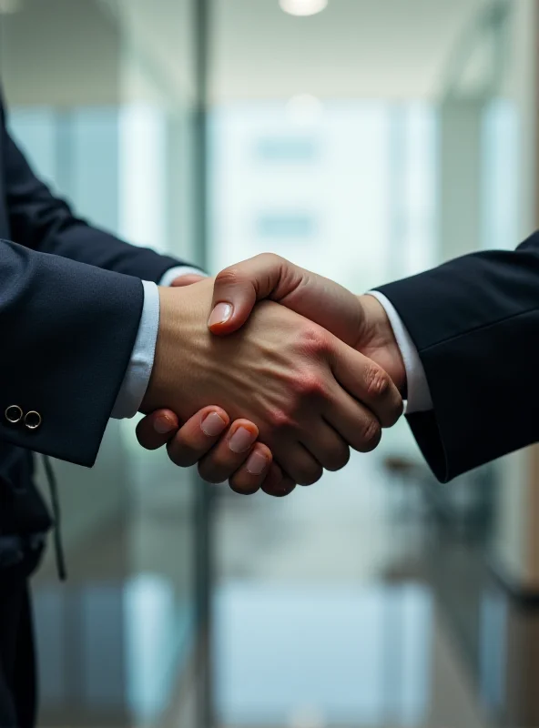 Image of a handshake between representatives from Tether and the Republic of Guinea, symbolizing the new partnership.