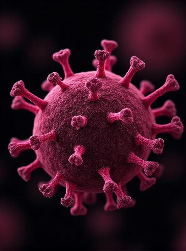 A close-up image of the measles virus under a microscope.