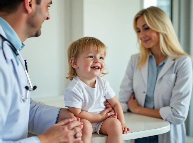 A child receiving a measles vaccination from a doctor.