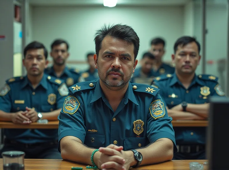 Frank Cuesta sitting in what appears to be a Thai police station, looking concerned. He is surrounded by officials.